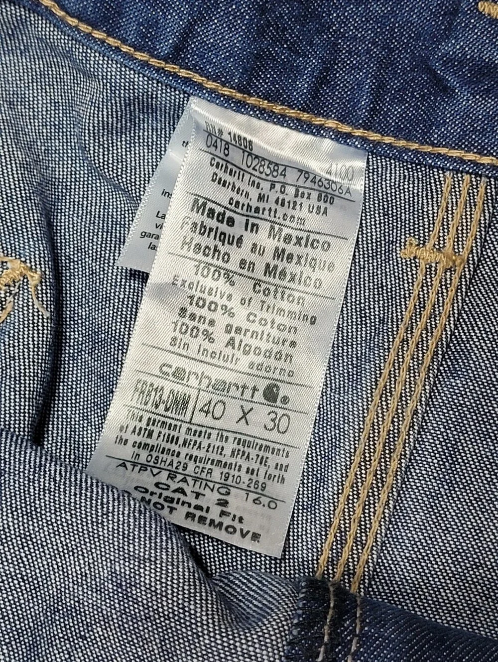 Carhartt FR Signature Fit Dungaree Mens Work Jeans Mens Sz 40x30 FRB13 DNM NWT